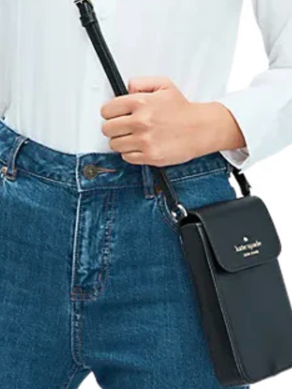 kate spade black leather mini crossbody phone pouch